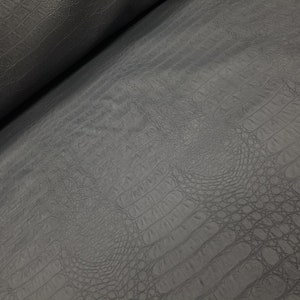 54&quot; Vinyl Fabric Crocodile Gator Gray Fake Leather Upholstery Sold by the Yard