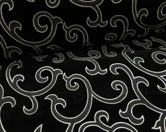 Black/Silver  Flocking Velvet Drapery Upholstery 60" Width Fabric - Sold By The Yard