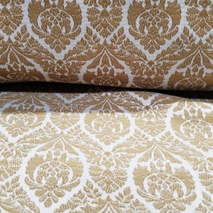 Tela de poliéster y algodón con brocado jacquard de 2 tonos de diseño veneciano (gris pardo) Se vende cortado a medida