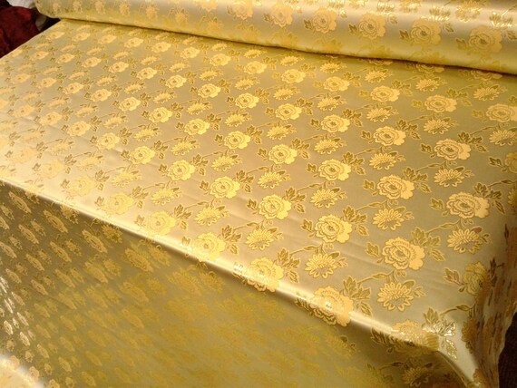 Brocade Jacquard Christmas Tree Gold 60/" Wide