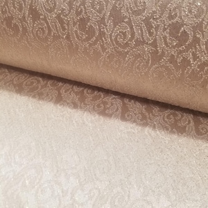 Champagne Floral Design Jacquard Brocade Cotton Poly Sold by Yard