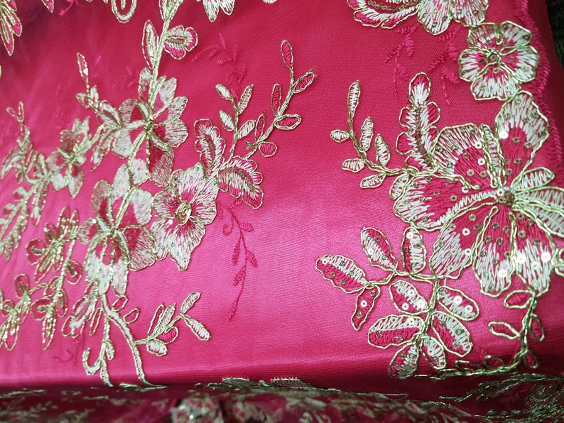 Download Beautiful Fuchsia TX Flower Embroidery Metallic Mesh Lace ...