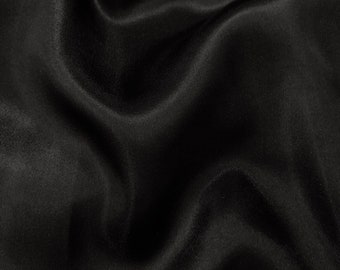 60" inches Wide - by The Yard - Charmeuse Bridal Satin Fabric for Wedding, Apparel, Crafts, Decor, Costumes (Black, 1 Yard)