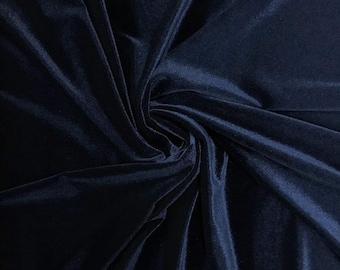 Stretch Velvet Fabric By the Yard - Midnight Blue Velvet Fabric