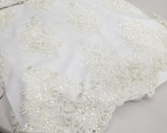 Elegant Assorted Colors 51" Floral Embroidery Lace with Sequins in Mesh by Yard