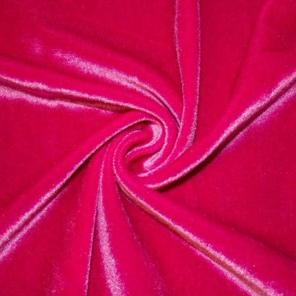 Stretch Velvet Fabric 60'' Wide by the Yard for Sewing Apparel Costumes Craft (1 YARD, Fuchsia) By Yard