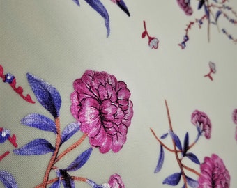 Beautiful White Scuba Knit Neoprene with Floral Foil Design By The Yard
