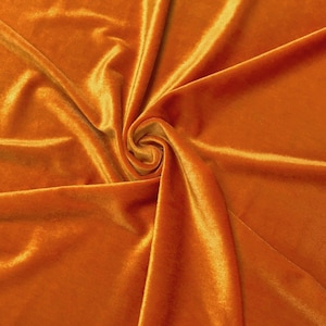 Stretch Velvet Fabric 60'' Wide by the Yard for Sewing Apparel Costumes Craft (1 YARD, Orange)