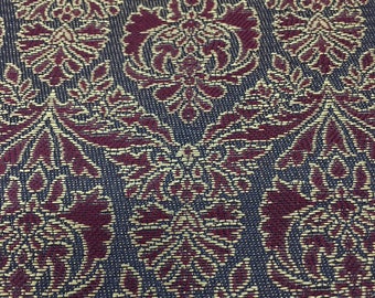 Two Tone Jaquard Venetian Design Fabric (Burgundy Red-Gold-Coffee Brown)Sold by Yard