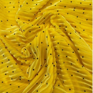 Yellow Stripe Jacquard Silk Korea Stretch Velvet Fabric For Dress by Yard