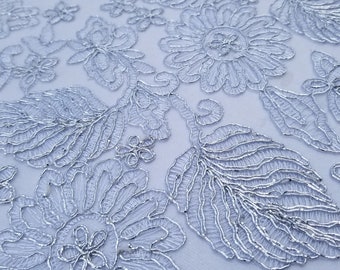 Floral New Lurex Paisley White Elegant Bridal Lace Fabric Embroidery By Yard