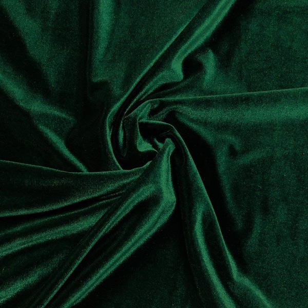 Stretch Velvet Hunter Green Fabric Sold by the Yard