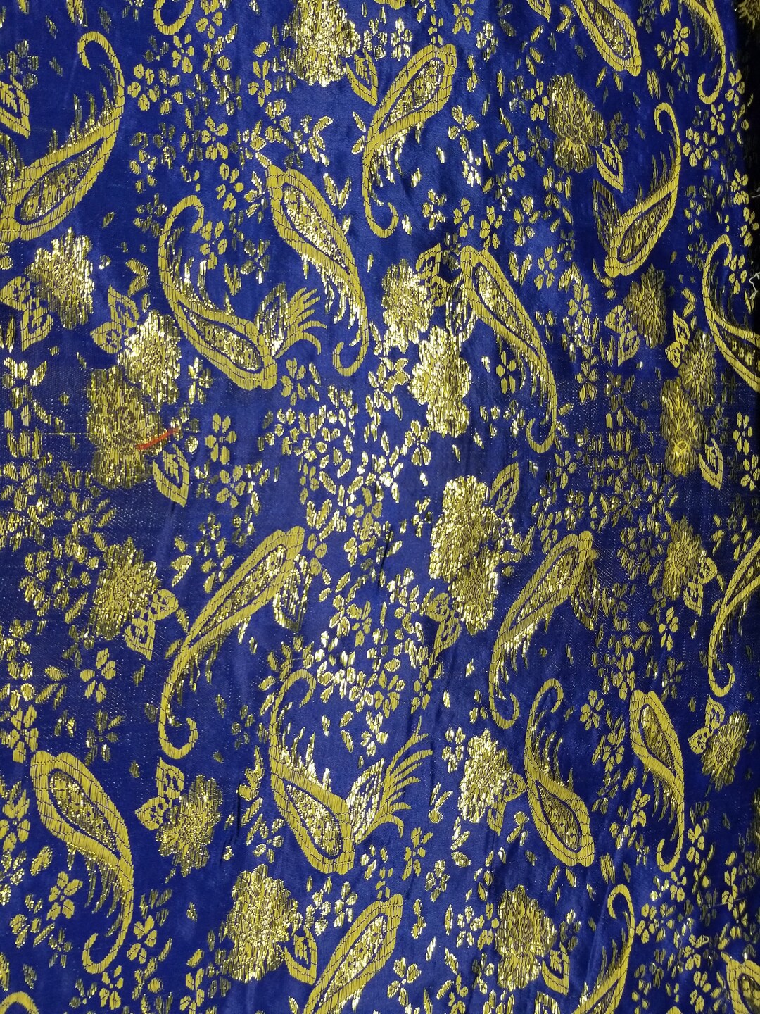 Elegant Royal Blue Gold Paisley Metallic Jacquard Brocade Etsy