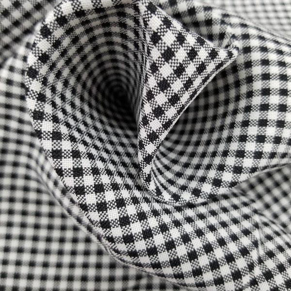 Black 1/8" Gingham Polyester Cotton Fabric, 60" Wide Sells by the Yard