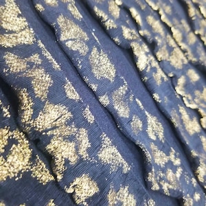 Black 1&quot; Ruffle Gold Metallic Knit Polyester Spandex 4-Way Stretch Apparel Craft Fabric Skirt Dress 51&quot; Wide by the Yard