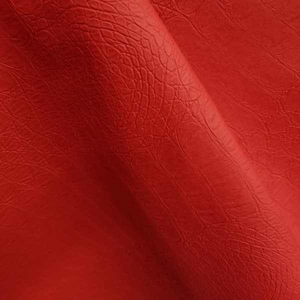 54" Vinyl Fabric Crocodile Gator Red Fake Leather Upholstery