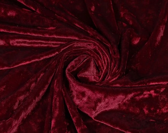 Beautiful Burgundy Floral Crushed Stretch Velvet Fabric  Sold By the Yard