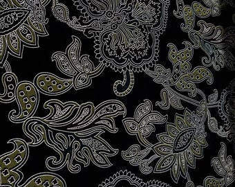 Multicolor Paisley Flocking Velvet Drapery Upholstery 60" Width Fabric - Sold By The Yard