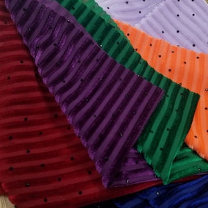 Kelly Green Stripe Jacquard Silk Korea Stretch Velvet Fabric For Dress by Yard image 4