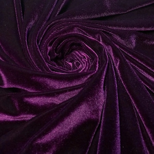 Eggplant Stretch Velvet Fabric Sold By the Yard