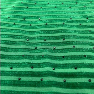 Kelly Green Stripe Jacquard Silk Korea Stretch Velvet Fabric For Dress by Yard image 2
