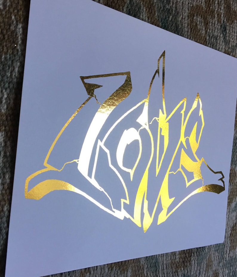 Love graffiti gold foil 8x10 art print unframed