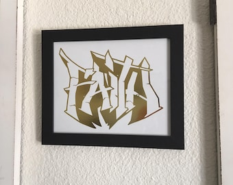 Faith graffiti gold foil 8x10 art print unframed
