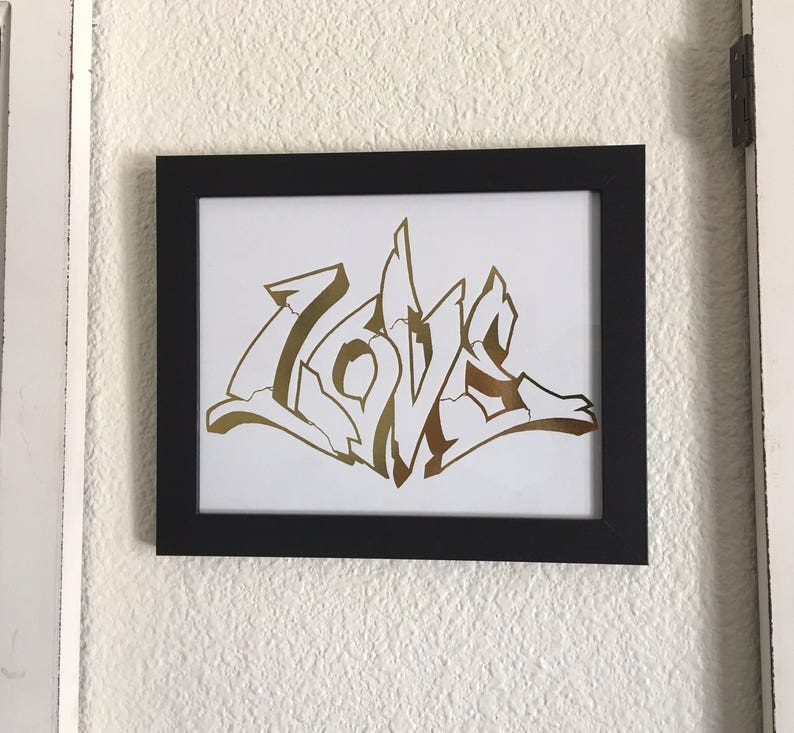 Love graffiti gold foil 8x10 art print unframed