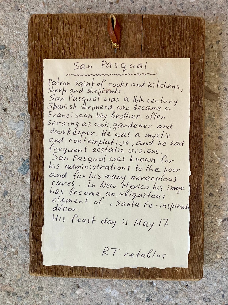 San Pasqual Patron Saint of Cooks Kitchens and Shepherds. Etsy