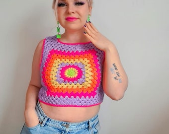 This item is a digital pattern, not the physical pattern or item for sale. Vintage Granny Square Crochet Halter Top Free Patterns : Granny Square Top Etsy