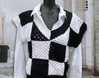 CROCHET PATTERN for Wednesday Chessboard Crochet Vest