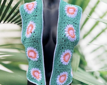 CROCHET PATTERN for Floral Short Crochet Waistcoat