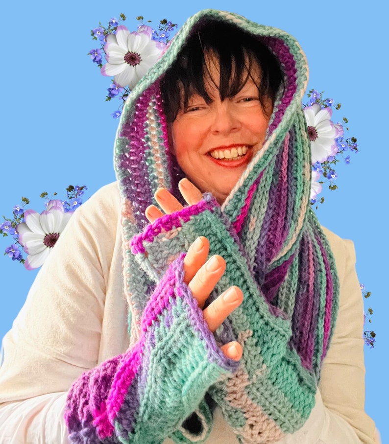 Wednesday Crochet Hood & Mitts Set image 1