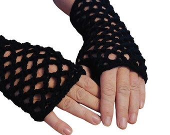 CROCHET PATTERN for Fingerless Fishnet Crochet Gloves