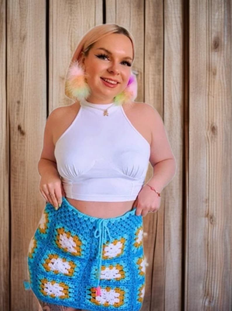 CROCHET PATTERN for Granny Square Crochet Mini Skirt image 3