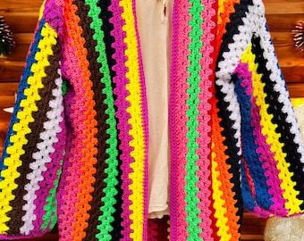 MOTIF AU CROCHET pour veste arc-en-ciel au crochet