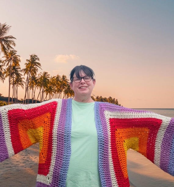 Kimono de crochê tamanho XXL 18 20 Reino Unido Portugal