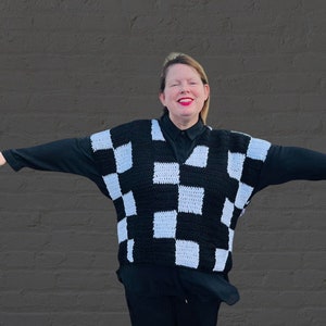 Wednesday Checkerboard Crochet Vest Pattern