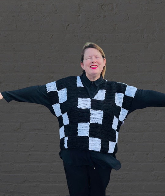 30 Wednesday Crochet Patterns for Dolls, Accessories, and Gothic Gifts 18 Wednesday Checkerboard Vest Pattern