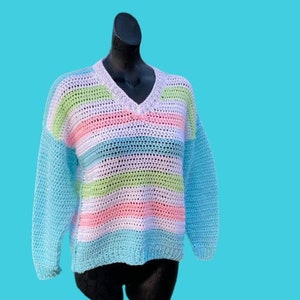CROCHET PATTERN for V Neck Slouchy Crochet Jumper