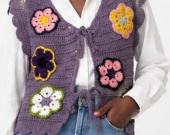 CROCHET PATTERN for African Flower Crochet Cardigan