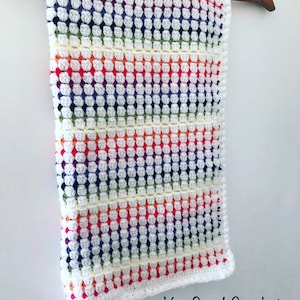 CROCHET PATTERN for Block Stitch Crochet Blanket with Puff Stitch Border