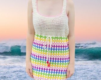 CROCHET PATTERN for Granny Stripe Crochet Dress