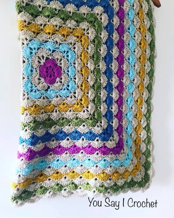 CROCHET PATTERN for Shell Stitch Crochet Blanket 