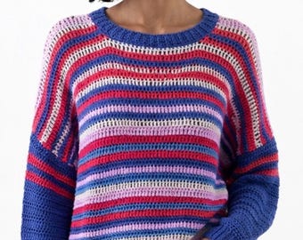 CROCHET PATTERN for Stripy Crochet Jumper
