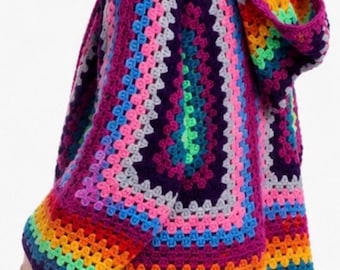 CROCHET PATTERN for Hexagon Granny Square Crochet Hoodie Cardigan