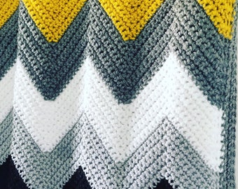PATRÓN DE GANCHILLO para manta de crochet Chevron