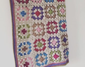 CROCHET PATTERN for Patchwork Granny Square Crochet Blanket