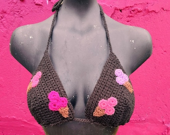 Ice Cream Crochet Bralette Size S / B - C Cup