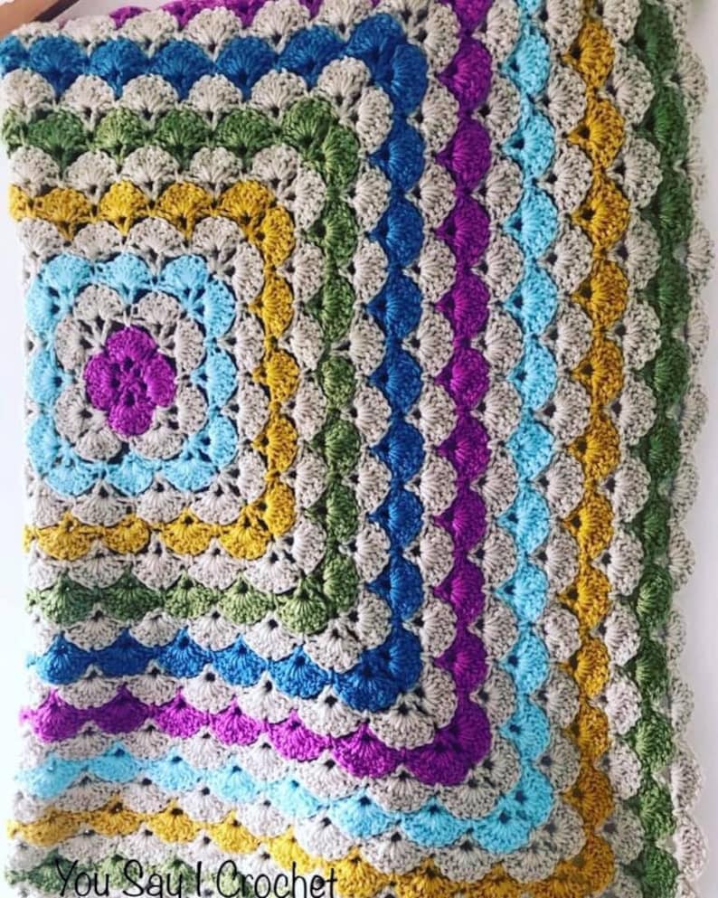 CROCHET PATTERN for Shell Stitch Crochet Blanket image 1